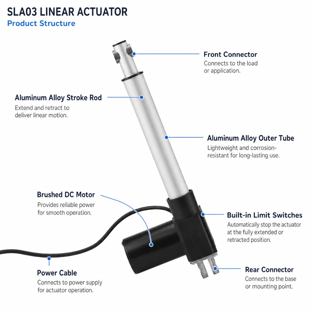 12V 24V SLA03 6000N linear actuator 50mm stroke for window opener thumbnail 6